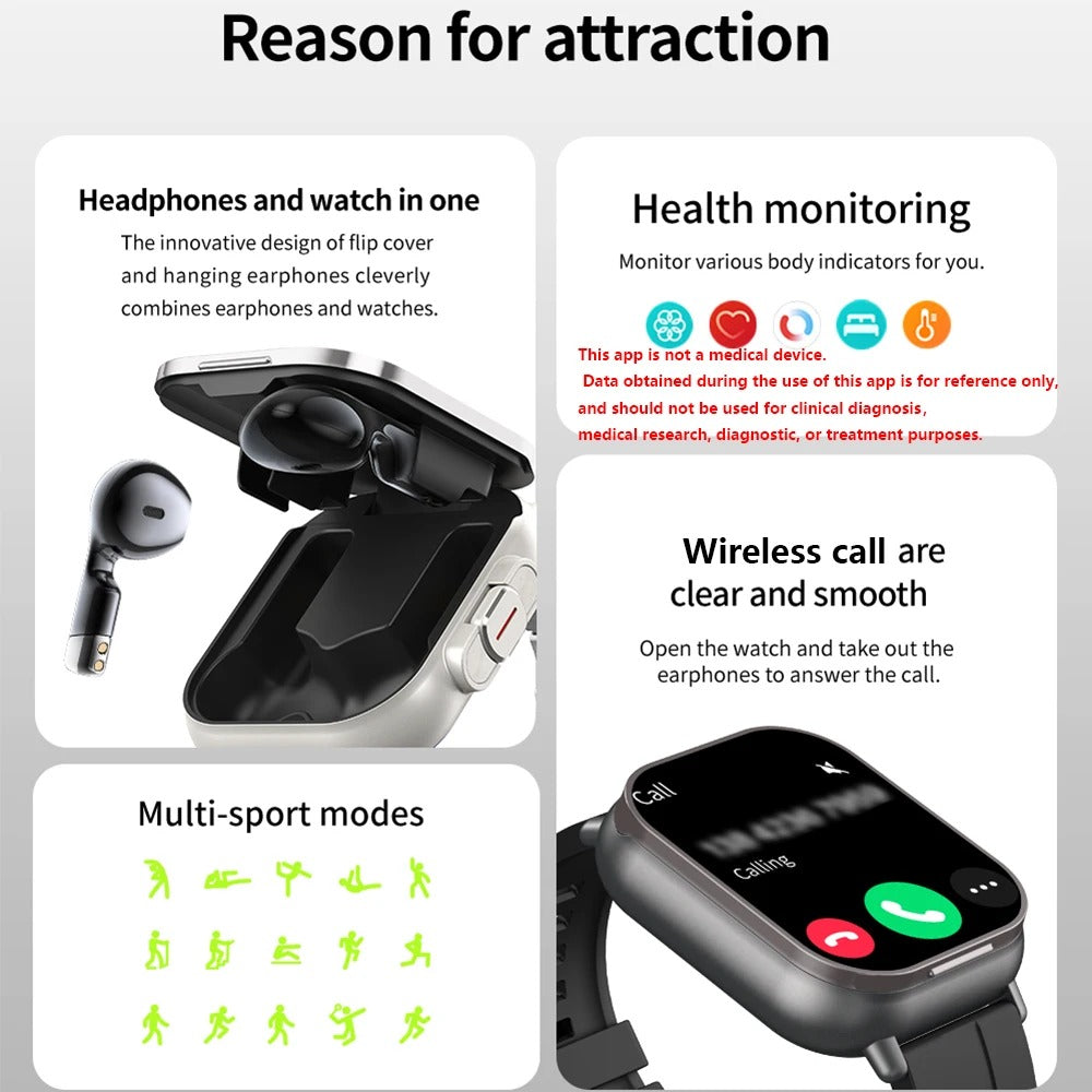 2-in-1 Smart Watch with TWS-Earbuds